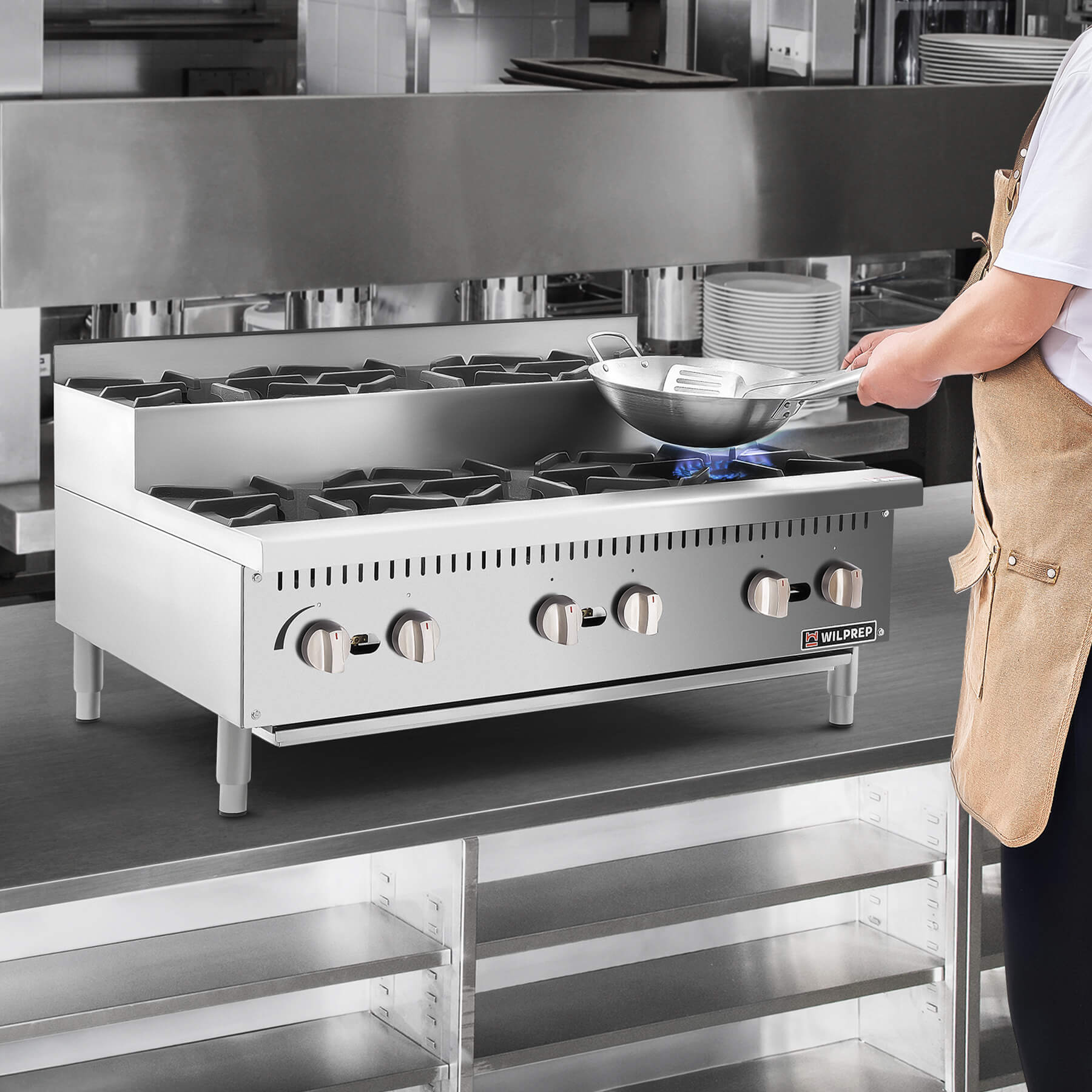 36" 6-Burner  LPG Step-Up Countertop Range with 26000 BTU Burners

