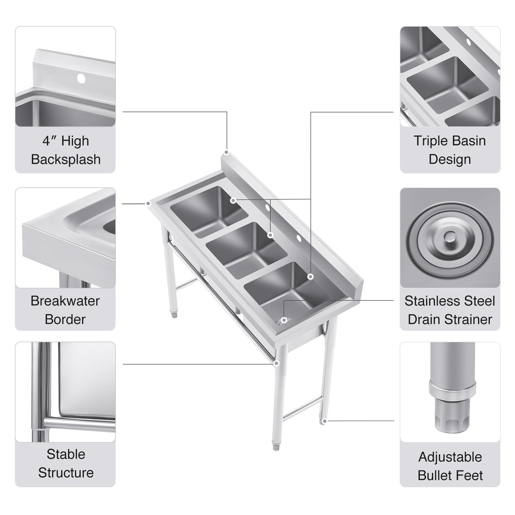 Kitchen Sink With Backsplash and Drainboard