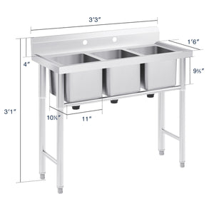 Three Compartment Sink With Drainboards