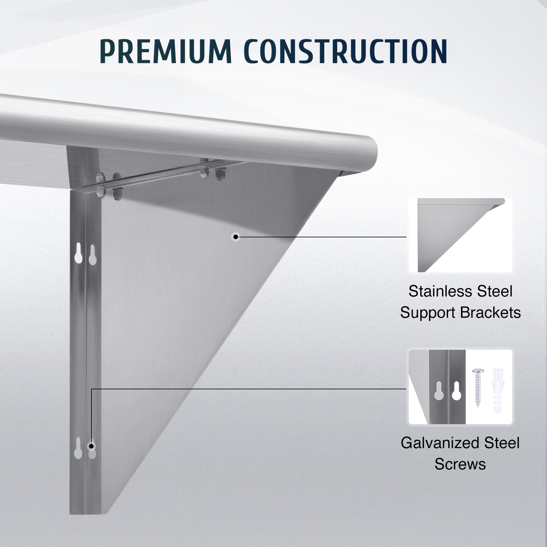 Commercial Kitchen Wall Shelf - Versatile Use, Easy to Install, Organize Kitchen Supplies, Easy to Clean & Corrosion Proof