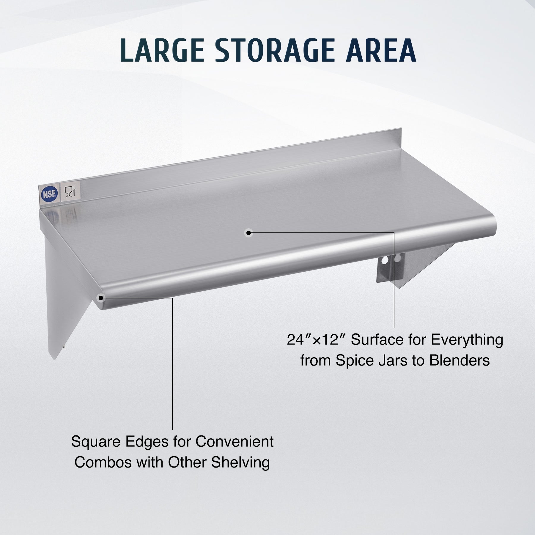 Commercial Kitchen Wall Shelf - Versatile Use, Easy to Install, Organize Kitchen Supplies, Easy to Clean & Corrosion Proof