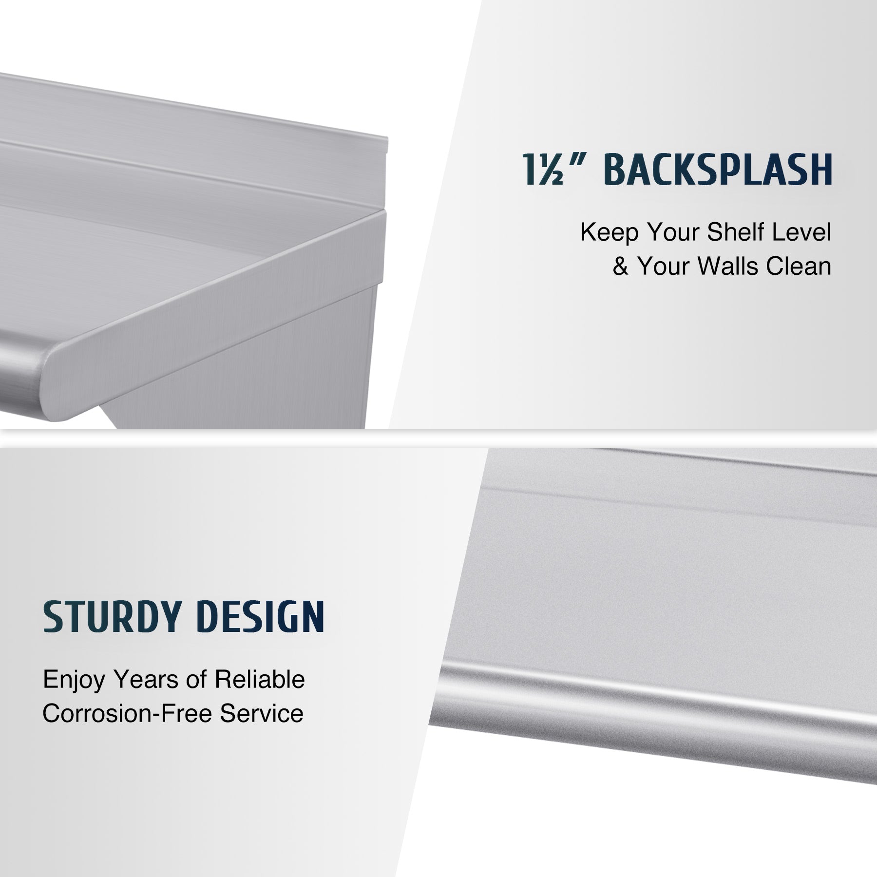 Commercial Kitchen Wall Shelf - Versatile Use, Easy to Install, Organize Kitchen Supplies, Easy to Clean & Corrosion Proof