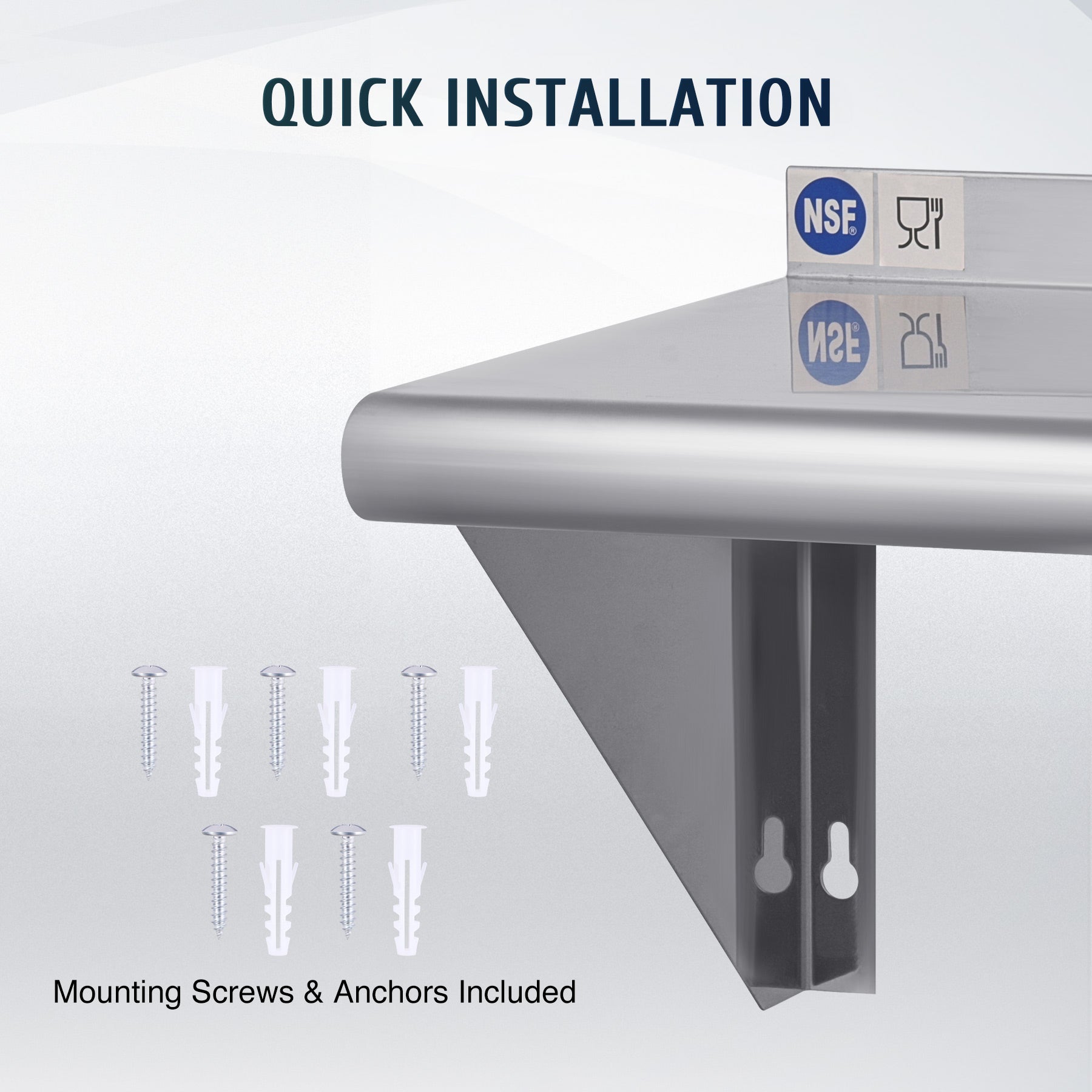 Commercial Kitchen Wall Shelf - Versatile Use, Easy to Install, Organize Kitchen Supplies, Easy to Clean & Corrosion Proof