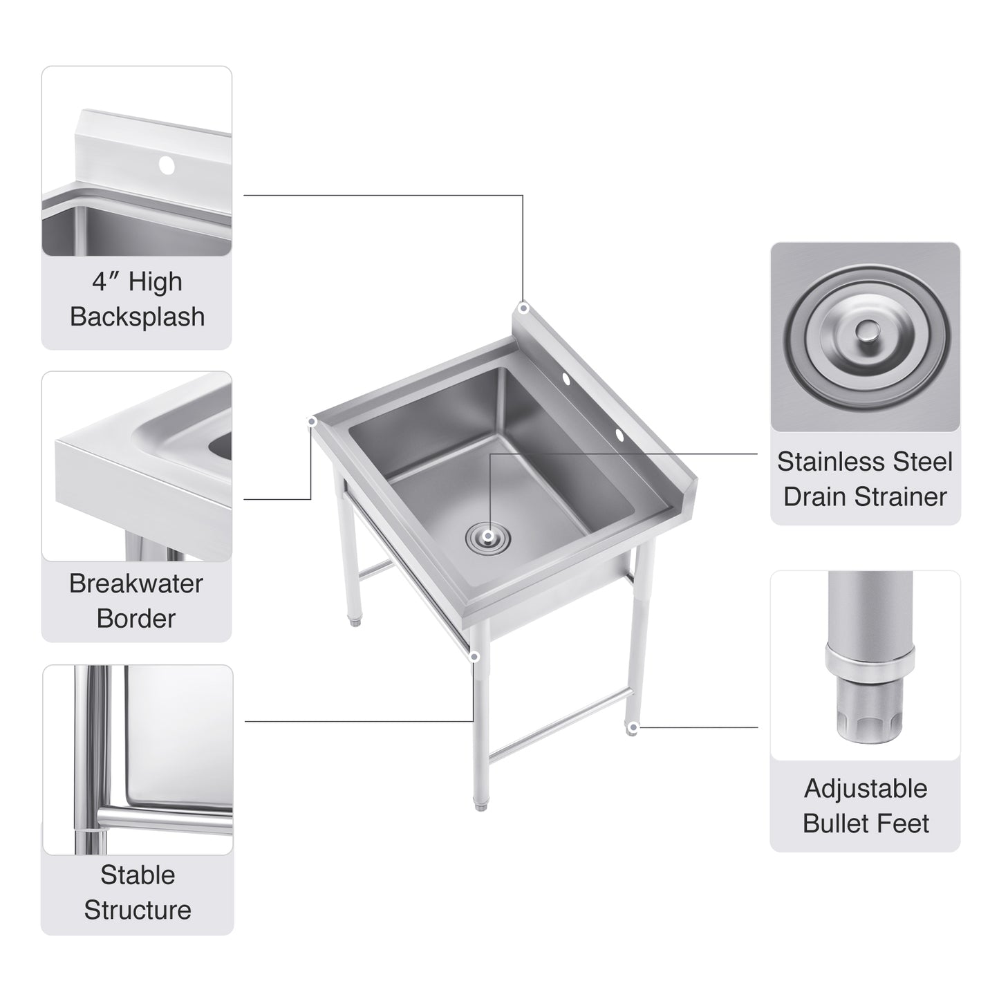 Commercial Stainless Steel Utility Sink for Sale Wilprep Kitchen