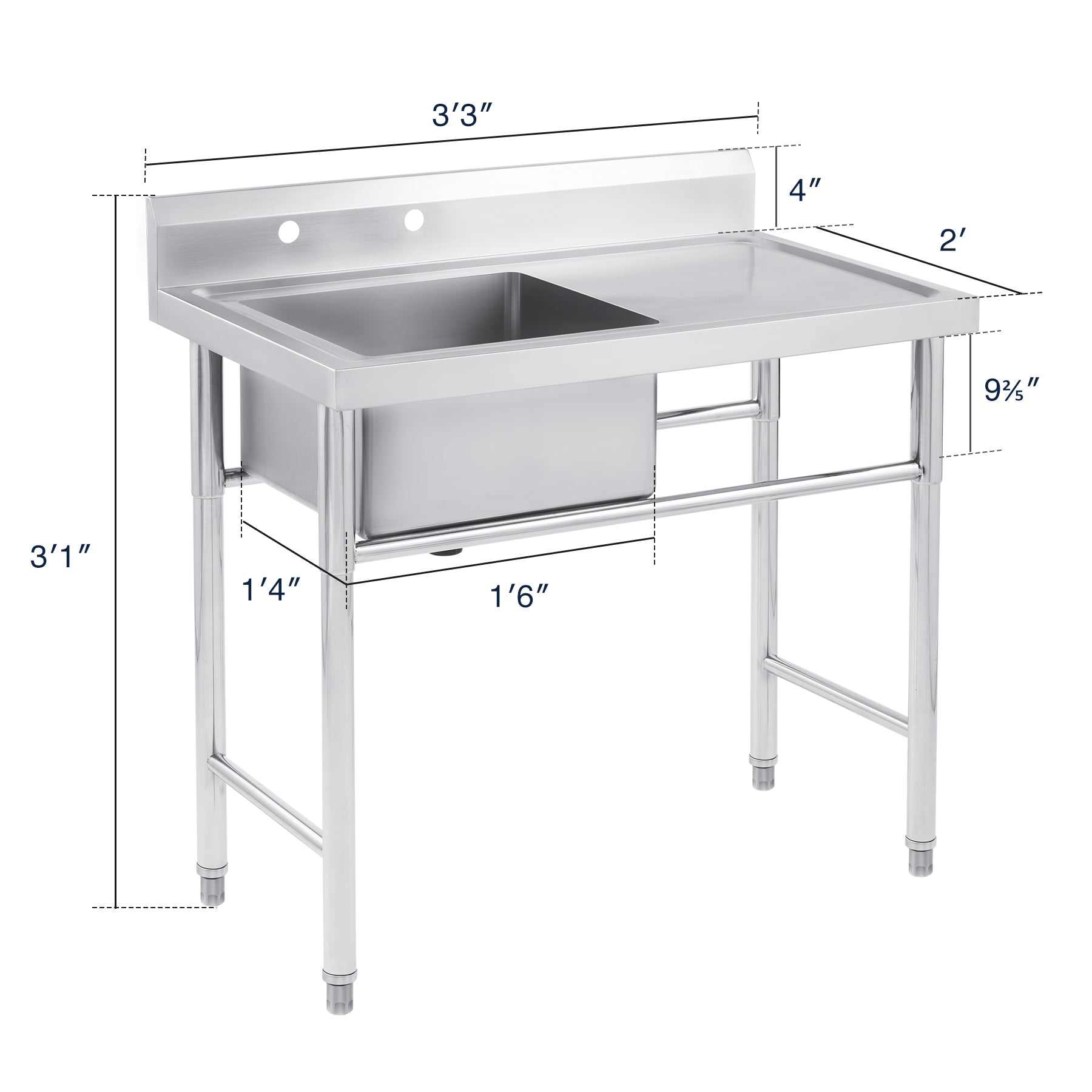Commercial 1 Compartment Stainless Sink