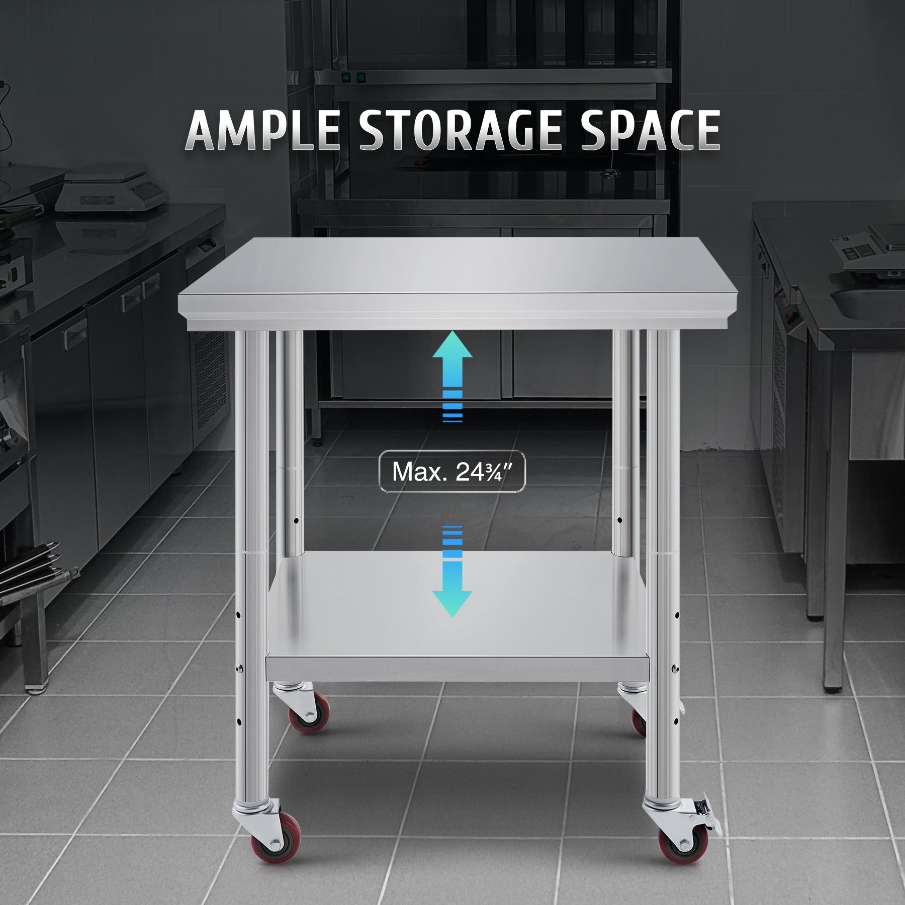 Stainless Steel Work Table With Casters